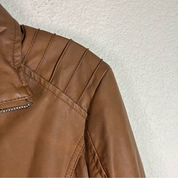 Cato EST 1946 Brown‎ Zip Up Leather Moto Jacket Womens Size Medium - Picture 3 of 6